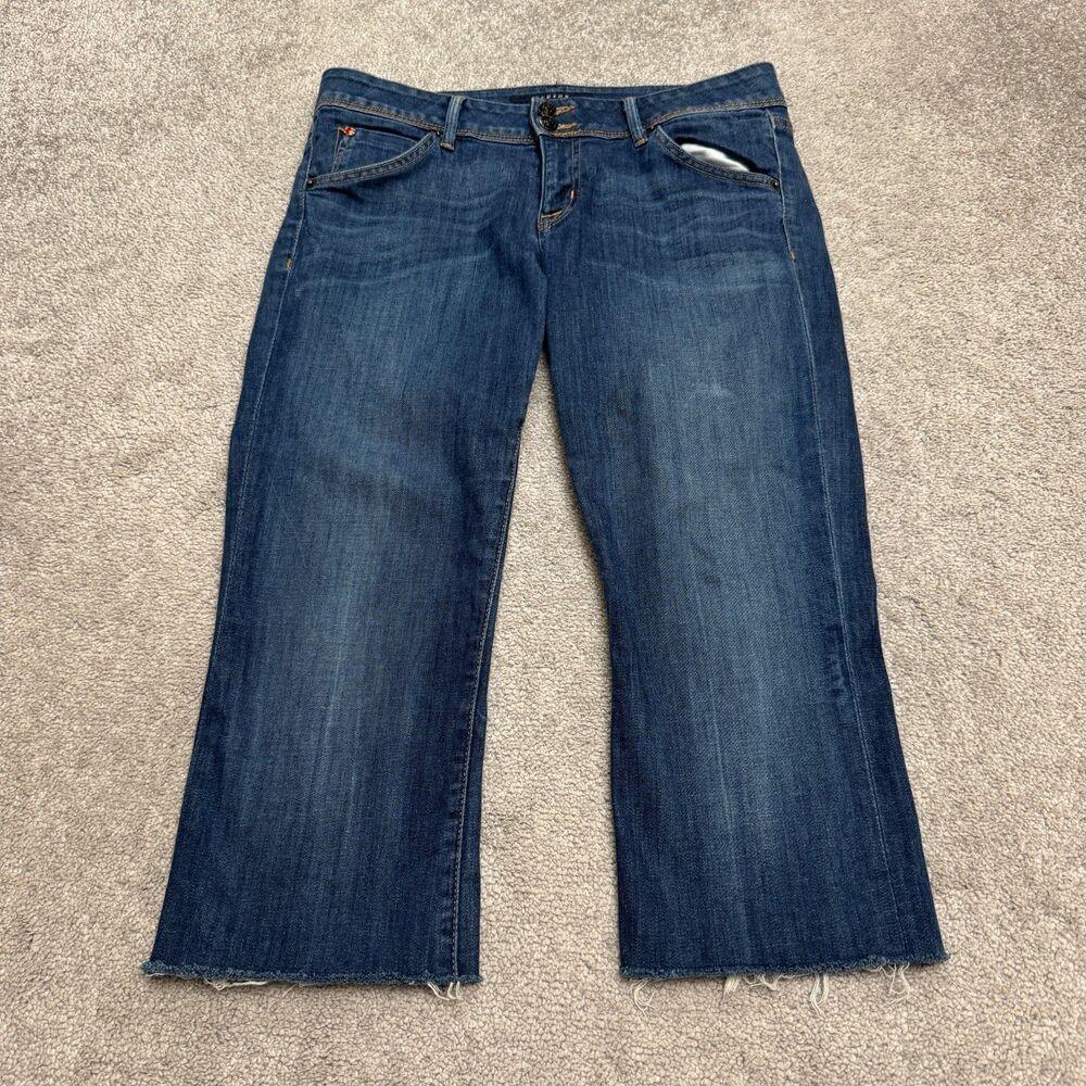 Hudson Cropped Denim Jeans Women 29 Blue Mid Rise Cut Off Raw Hem Stretch Casual